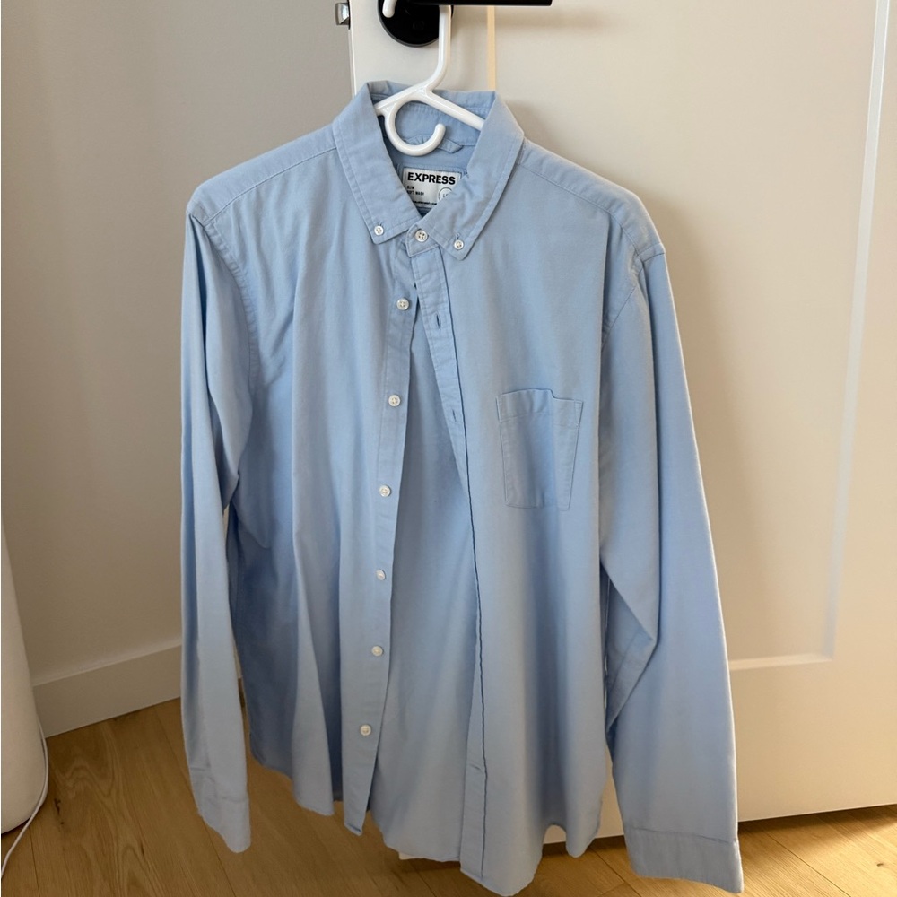 Express light blue long sleeve button up shirt